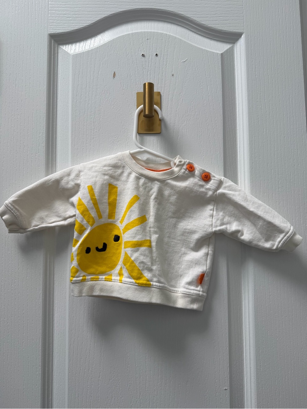 Kids White Crewneck Sweatshirt with Yellow Sun Graphic